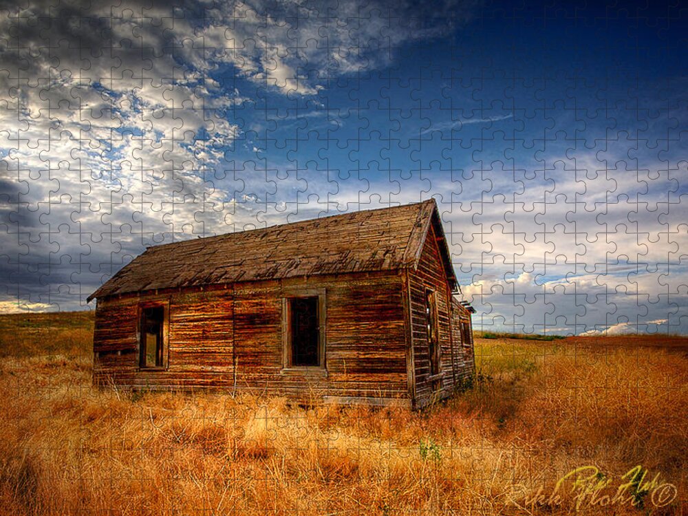 Wyoming Jigsaw Puzzle featuring the photograph Deserted near Spotted horse by Rikk Flohr