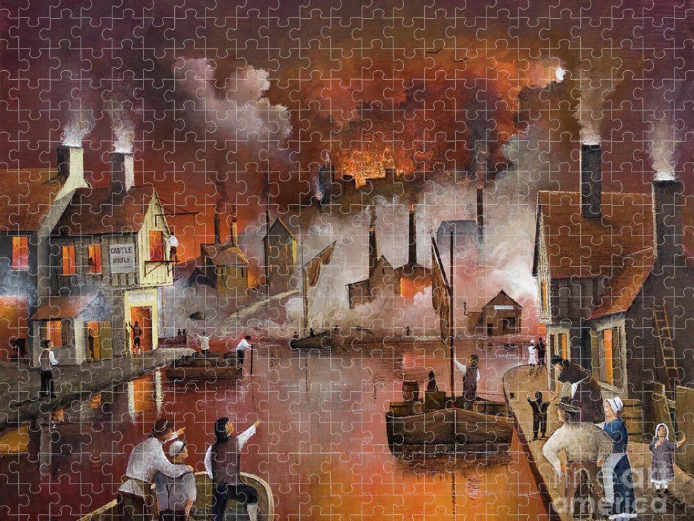 England Jigsaw Puzzle featuring the painting Destruction Of Dudley Castle - England by Ken Wood