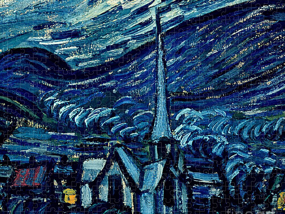 Detail of The Starry Night Jigsaw Puzzle by Vincent Van Gogh - Pixels