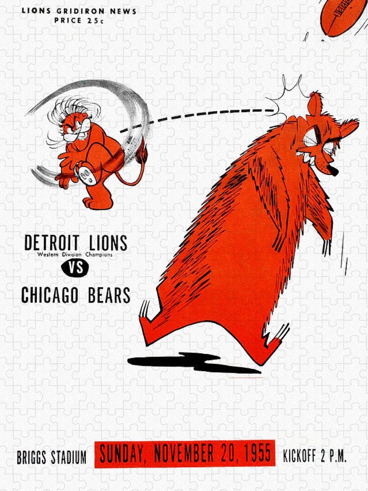 Detroit Lions V Chicago Bears 1955 Program Jigsaw Puzzle by Big 88 Artworks  - Pixels