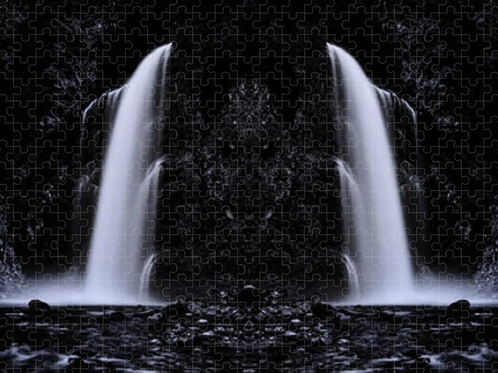 Mountain Jigsaw Puzzle featuring the digital art Devil Falls by Pelo Blanco Photo