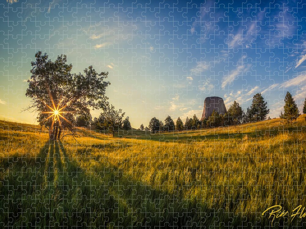 Devil's Tower Jigsaw Puzzle featuring the photograph Devil's Tower in the Early Morning by Rikk Flohr