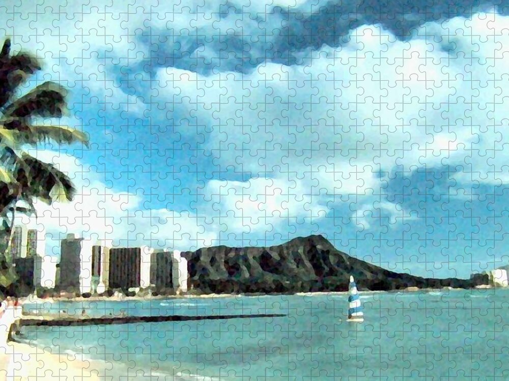 1986 Jigsaw Puzzle featuring the digital art Diamond Head by Will Borden