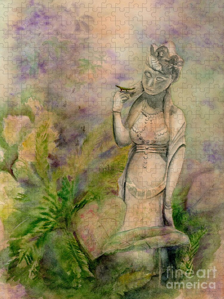 Quan Yin Jigsaw Puzzle featuring the painting Diana's Garden by Amy Kirkpatrick