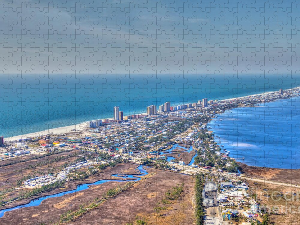 Gulf Shores Jigsaw Puzzle featuring the photograph Distant Aerial View of Gulf Shores by Gulf Coast Aerials -