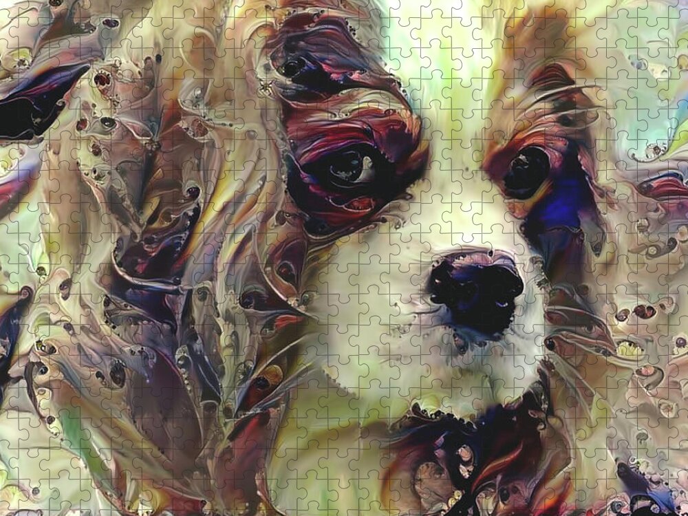 Cavalier King Charles Spaniel Jigsaw Puzzle featuring the mixed media Dixie the King Charles Spaniel by Peggy Collins
