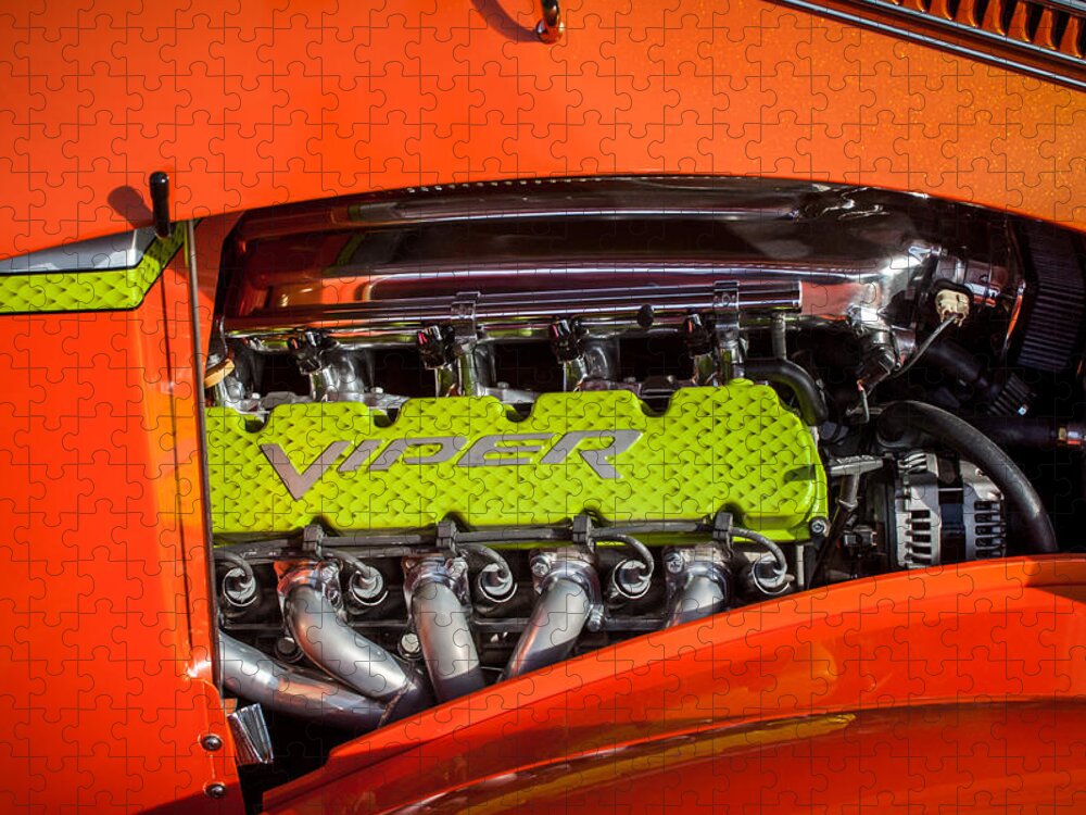 Dodge Viper Engine Emblem Jigsaw Puzzle featuring the photograph Dodge Viper Engine Emblem -0096c by Jill Reger