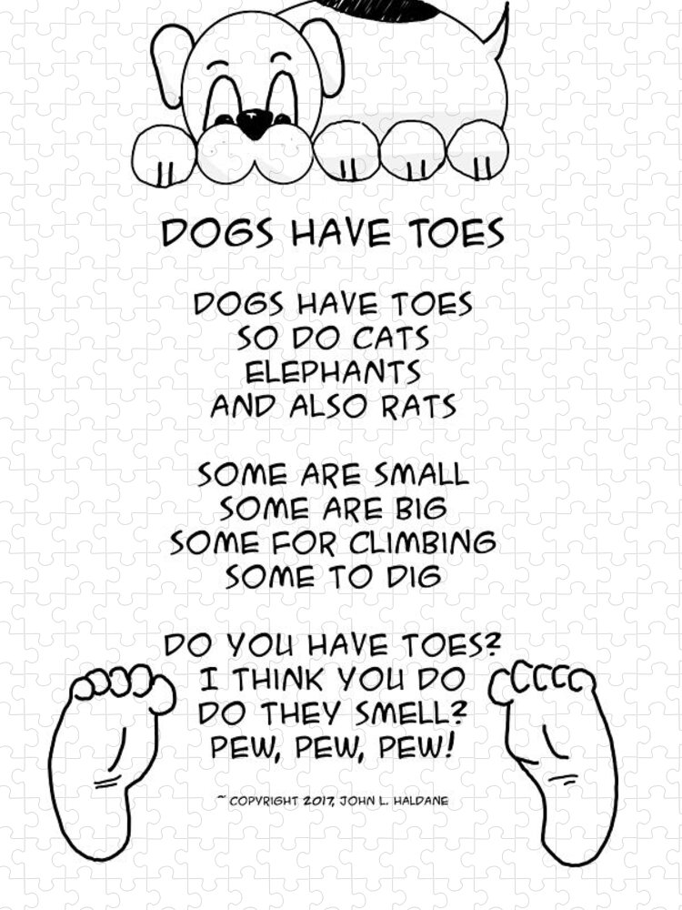 Dogs Jigsaw Puzzle featuring the drawing Dogs Have Toes by John Haldane