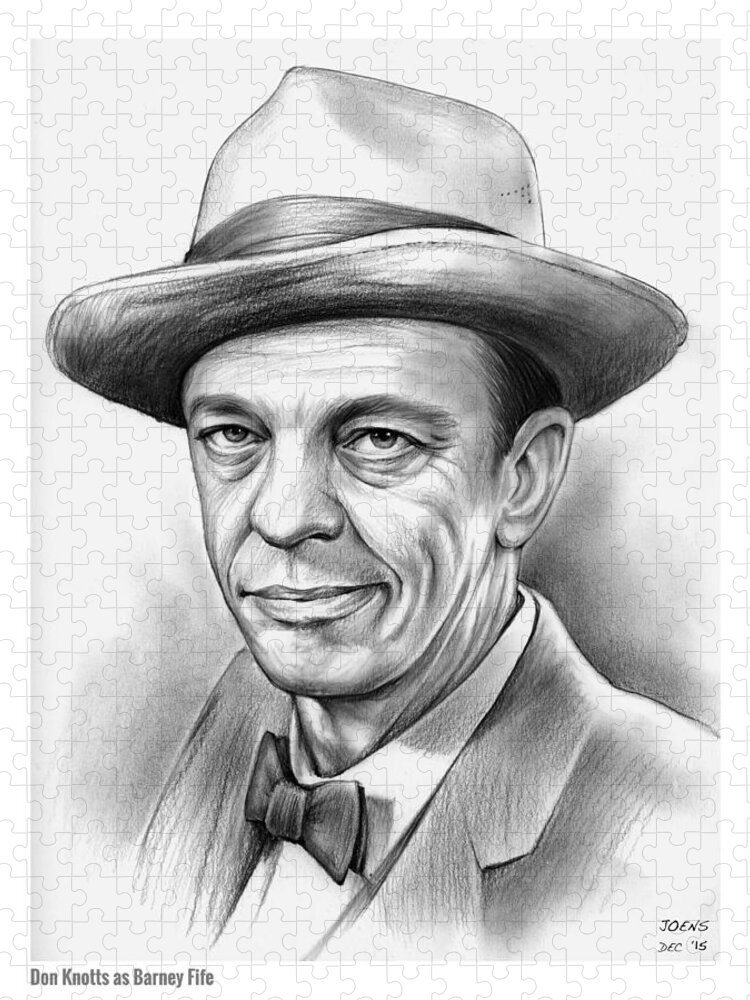 Don Knotts Puzzle featuring the drawing Don Knotts by Greg Joens