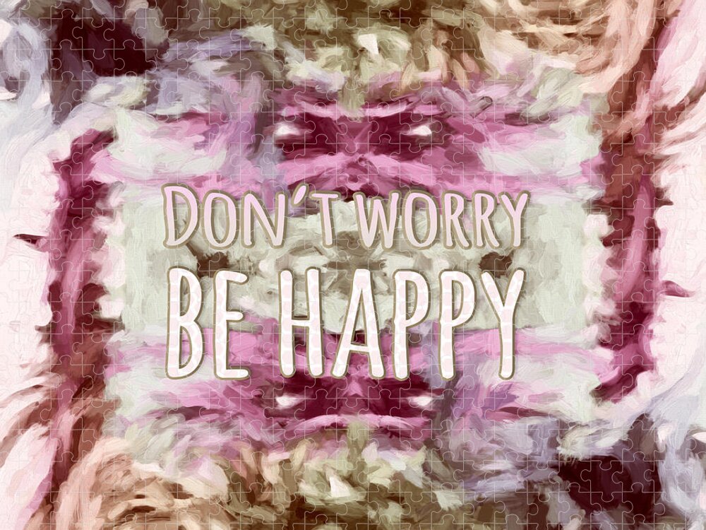 Typography Jigsaw Puzzle featuring the Don't Worry Be Happy by Bonnie Bruno
