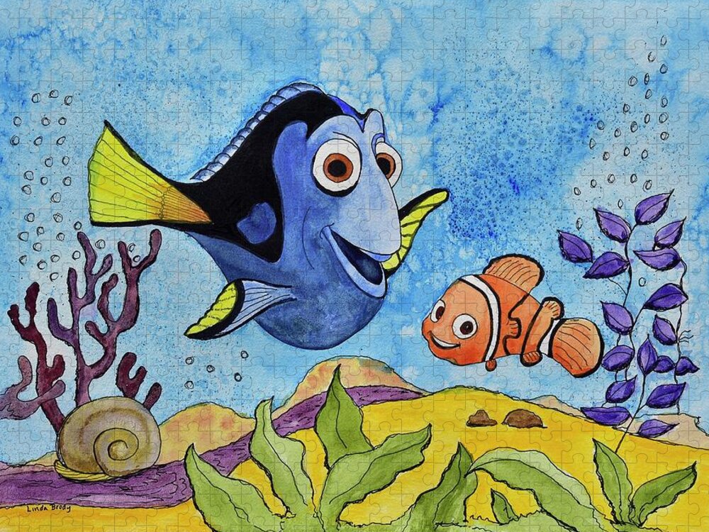 Linda Brody Jigsaw Puzzle featuring the painting Dori and Nemo by Linda Brody
