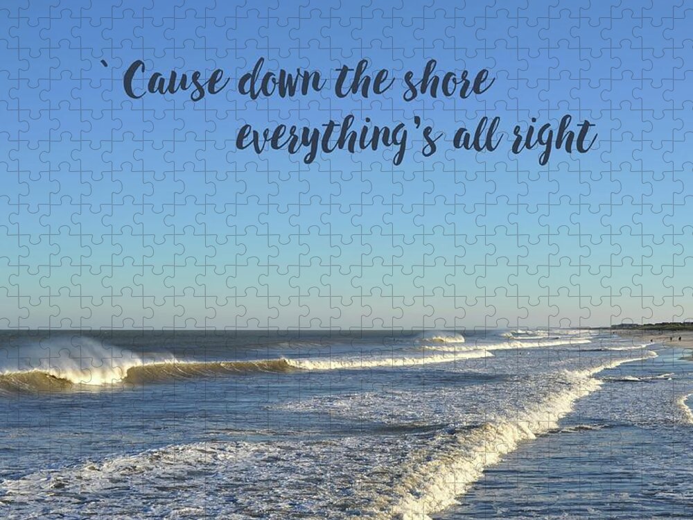 Terry D Photography Jigsaw Puzzle featuring the photograph Down The Shore Seaside Heights Blue Quote by Terry DeLuco