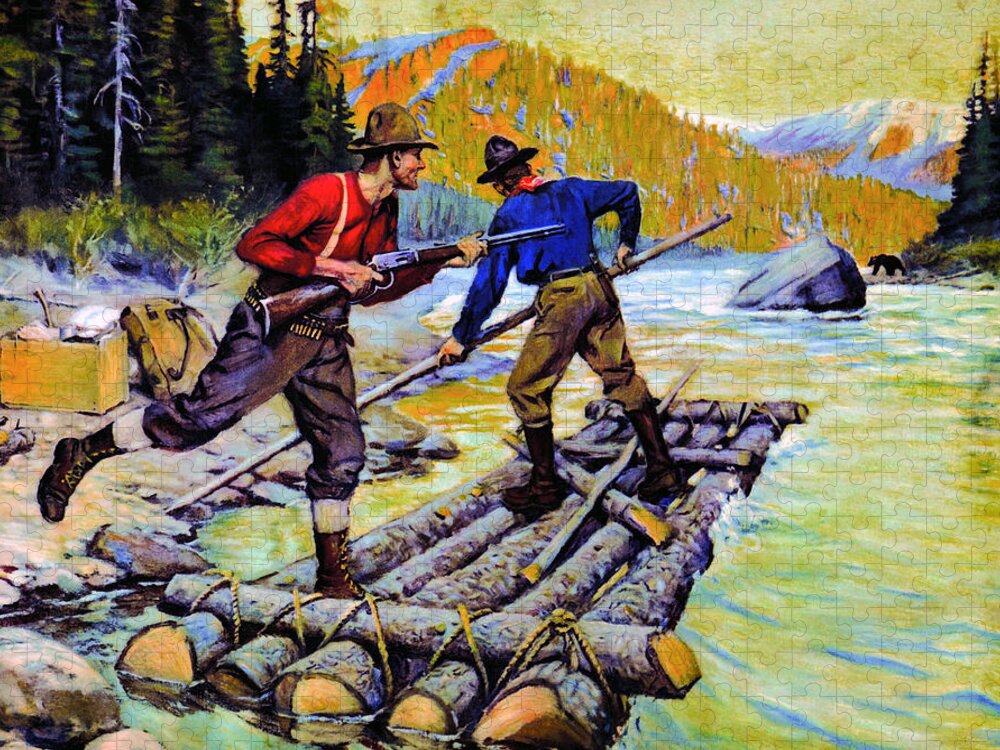 Outdoor Jigsaw Puzzle featuring the painting Downstream Opportunity by Unknown