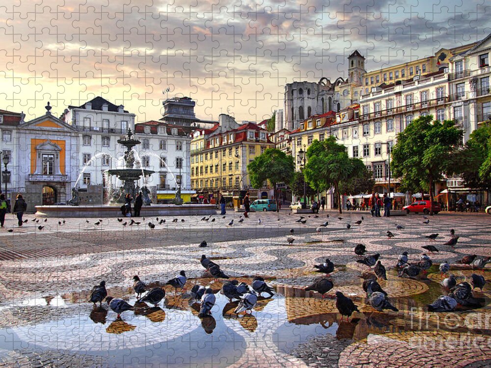 Ancient Jigsaw Puzzle featuring the photograph Downtown Lisbon by Carlos Caetano