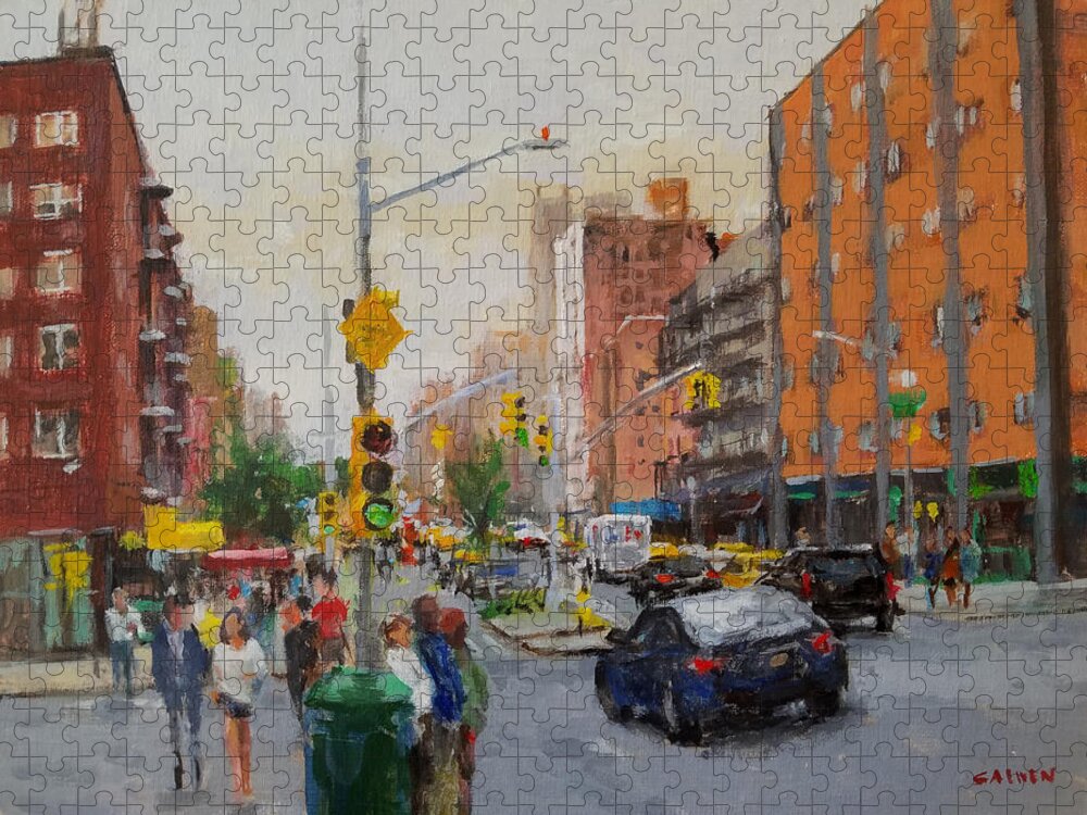 Landscape Jigsaw Puzzle featuring the painting Downtown on Seventh No. 1 by Peter Salwen