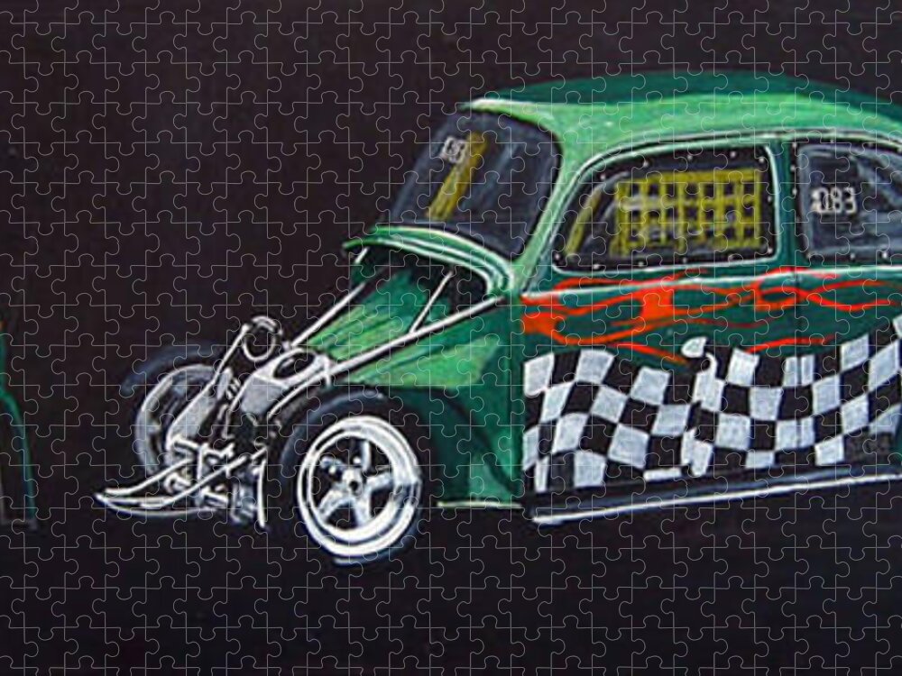 Vw Jigsaw Puzzle featuring the painting Drag Racing VW by Richard Le Page