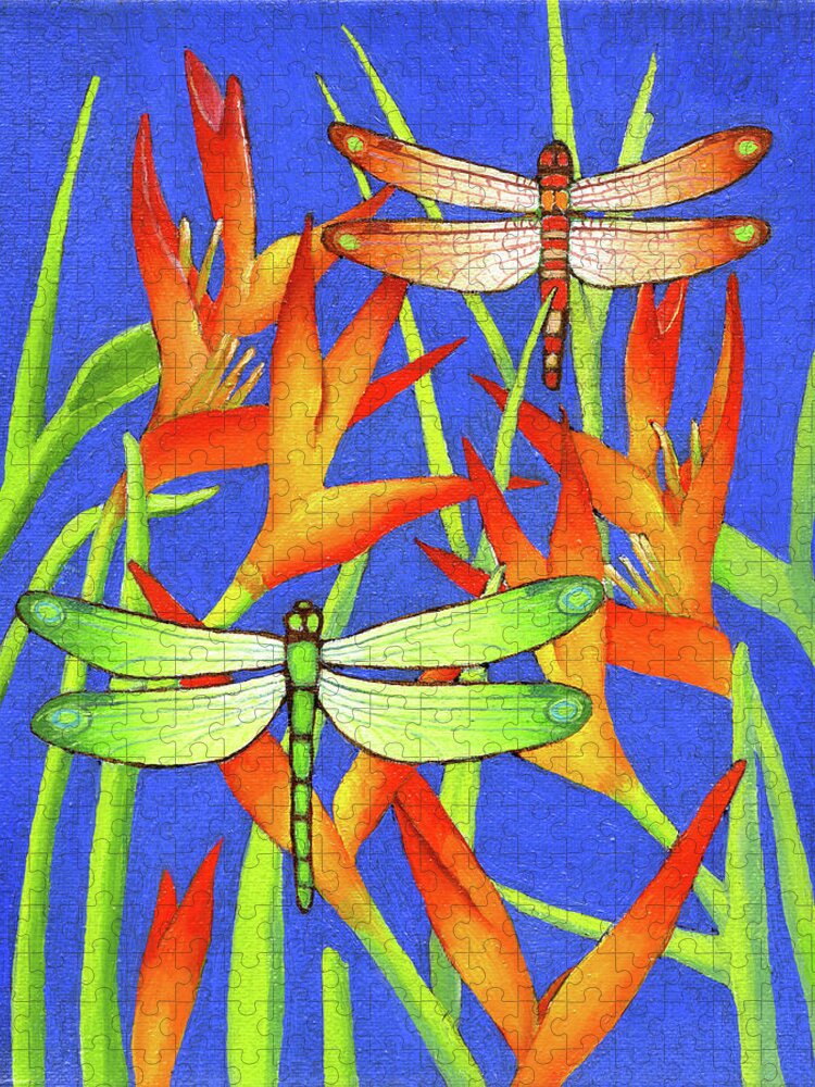  Jigsaw Puzzle featuring the painting Dragon Fly 3 by Jane Whiting Chrzanoska