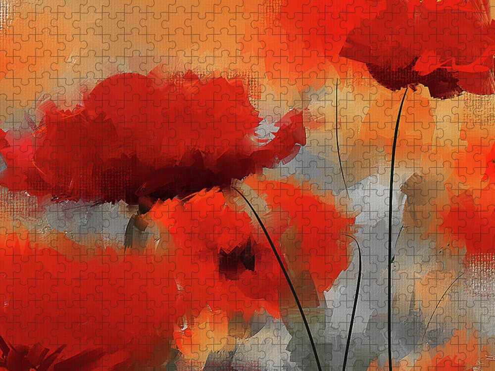 Poppies Jigsaw Puzzle featuring the painting Dream Of Poppies II by Lourry Legarde