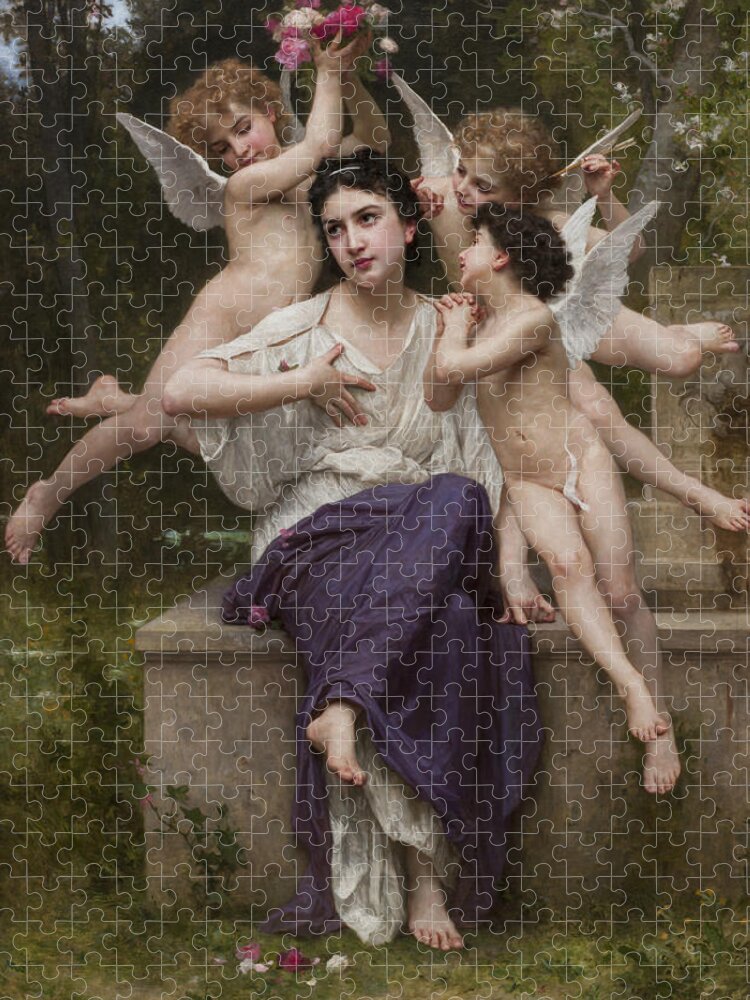 William-adolphe Bouguereau Jigsaw Puzzle featuring the painting Dream of Spring by William-Adolphe Bouguereau