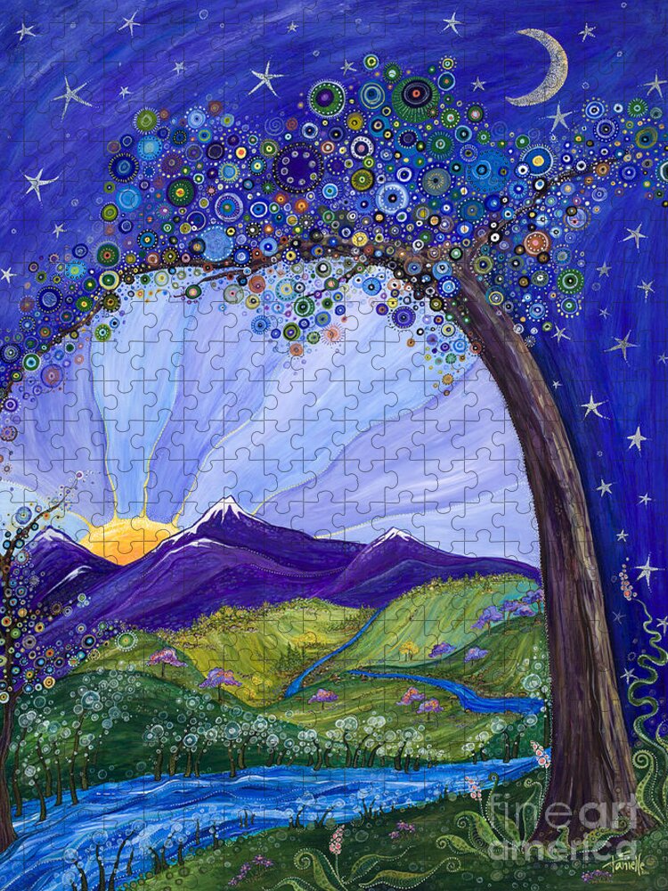 Moon Jigsaw Puzzle featuring the painting Dreaming Tree by Tanielle Childers