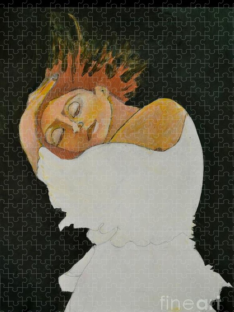Woman Jigsaw Puzzle featuring the painting Dreams by Diane montana Jansson