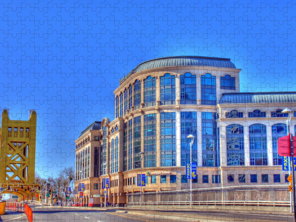 Hdr Jigsaw Puzzle featuring the photograph Drexel University with Tower Bridge by Randy Wehner