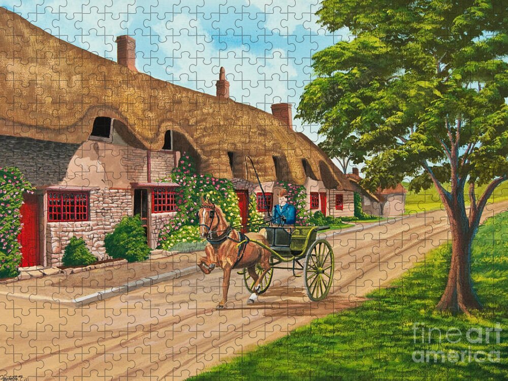 English Painting Jigsaw Puzzle featuring the painting Driving a Jaunting Cart by Charlotte Blanchard