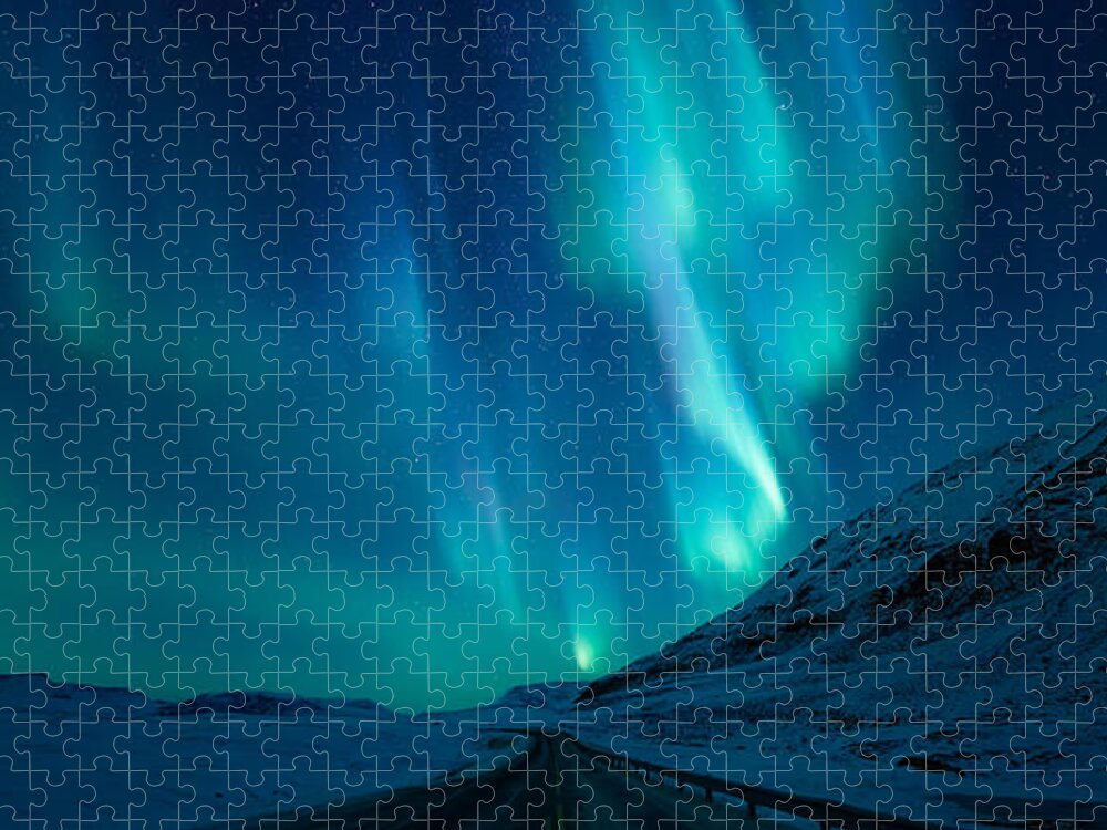 Northern Lights Jigsaw Puzzle featuring the photograph Driving Home by Tor-Ivar Naess