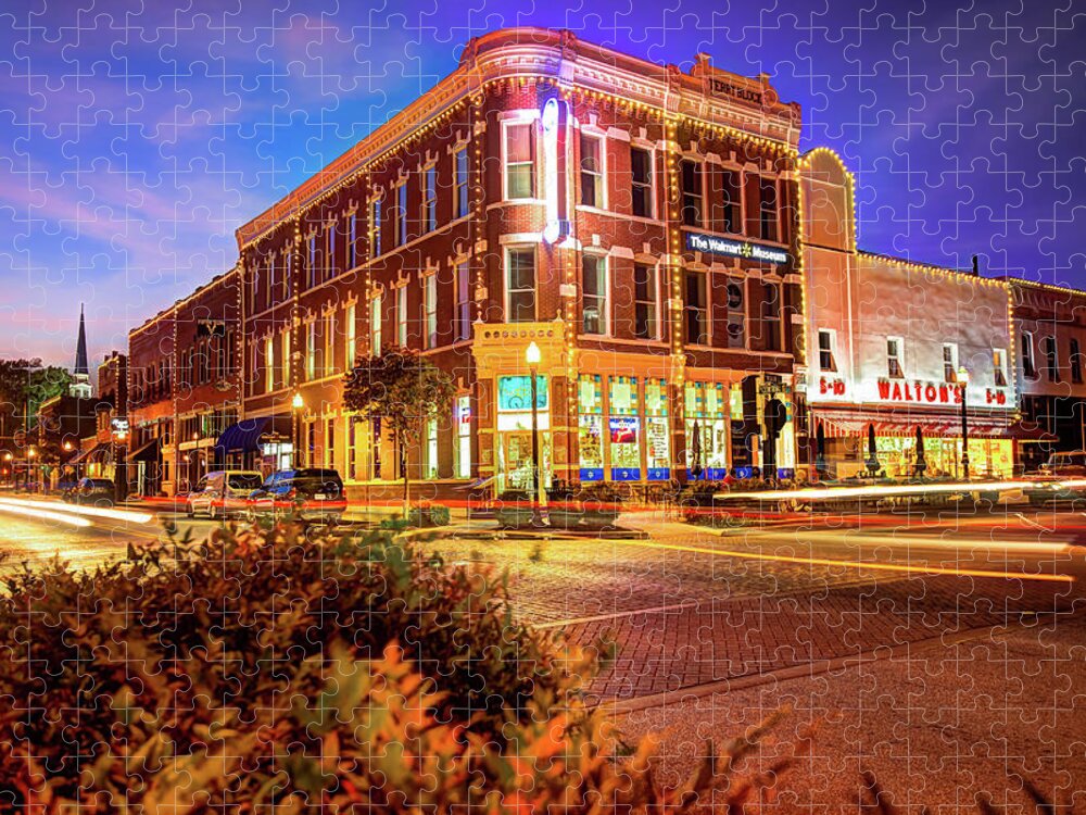 America Jigsaw Puzzle featuring the photograph Driving Through Downtown - Bentonville Arkansas Town Square by Gregory Ballos