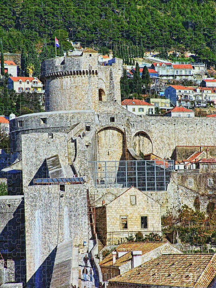 Town Jigsaw Puzzle featuring the photograph Dubrovnik City Walls - Minceta by Jasna Dragun