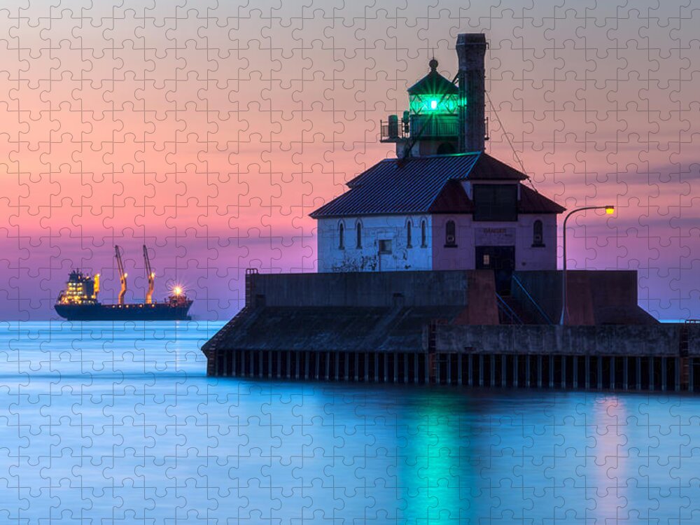 Duluth Jigsaw Puzzle featuring the photograph Duluth South Pier Light by Matt Hammerstein