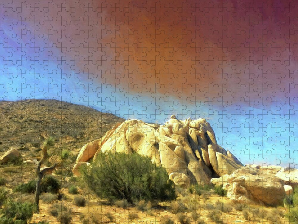 Dust Storm Jigsaw Puzzle featuring the painting Dust Storm Over Joshua Tree by Dominic Piperata