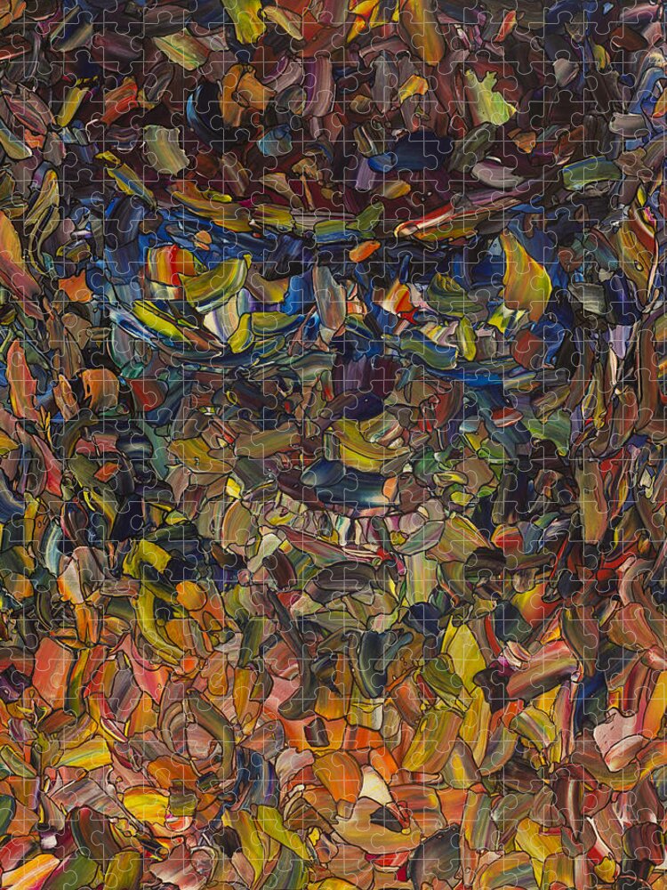 Fire Jigsaw Puzzle featuring the painting Dystopian Fireman by James W Johnson