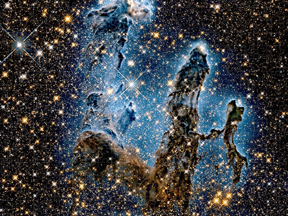 Eagle Nebula Jigsaw Puzzle featuring the photograph Eagle Nebula Pillars of Creation - infrared by Weston Westmoreland