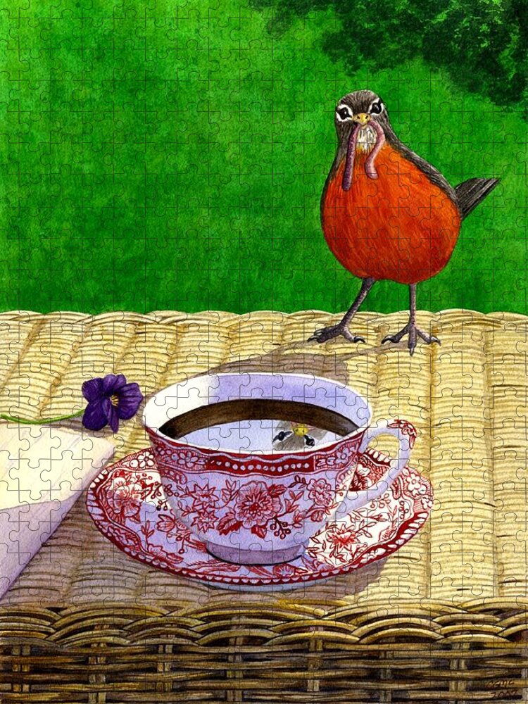 Robin Jigsaw Puzzle featuring the painting Early Bird by Catherine G McElroy