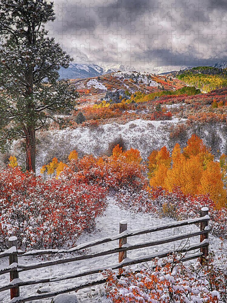 Dallas Divide Jigsaw Puzzle featuring the photograph Early Snowfall at Dallas Divide by Priscilla Burgers