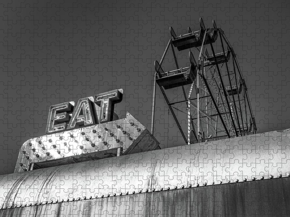 Black And White Jigsaw Puzzle featuring the photograph Eat by James Barber