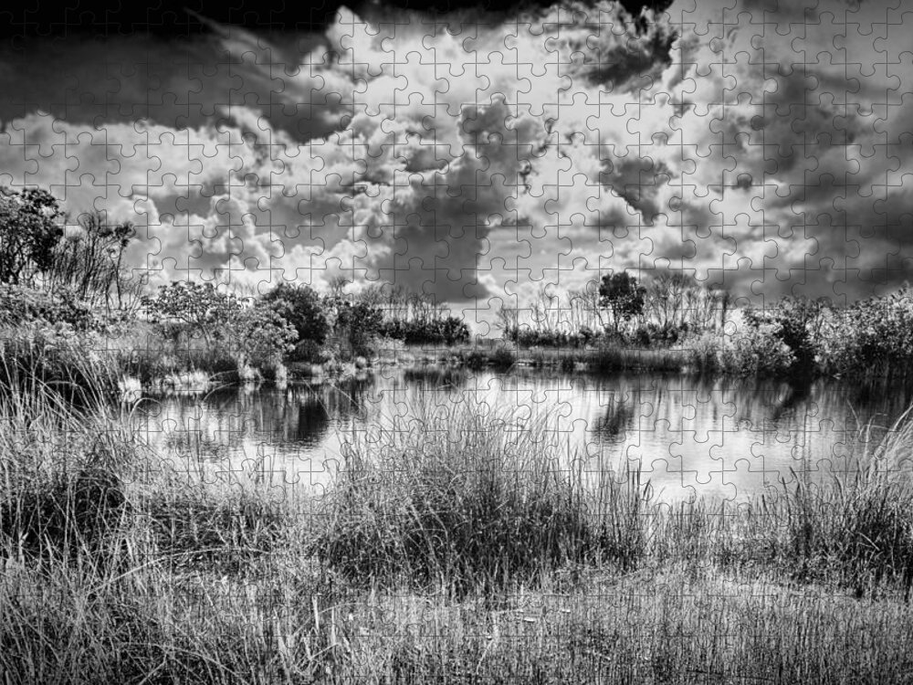 Everglades Jigsaw Puzzle featuring the photograph Everglades Lake 5678BW by Rudy Umans