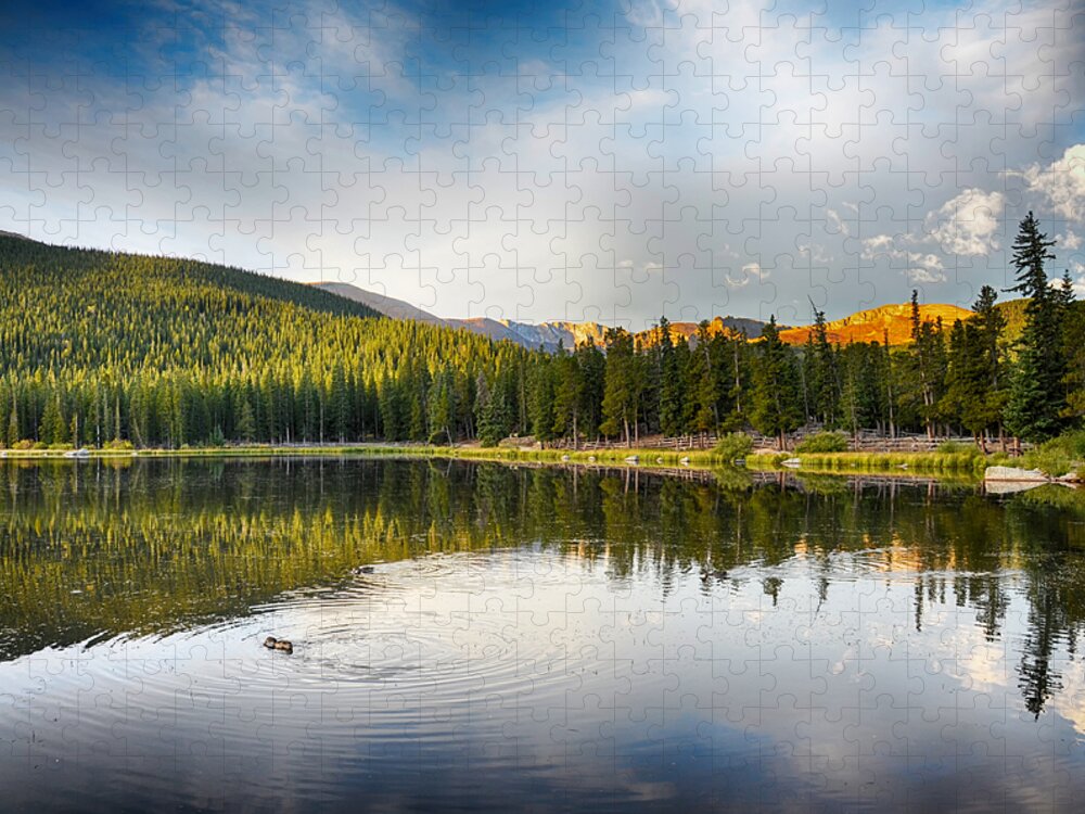 Mount Evans Jigsaw Puzzle featuring the mixed media Echo Lake 3 by Angelina Tamez