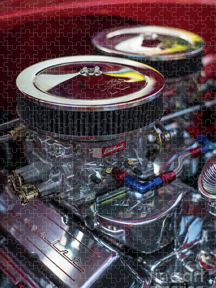 Chevy Jigsaw Puzzle featuring the photograph Edelbrock and Chevy by Mike Reid