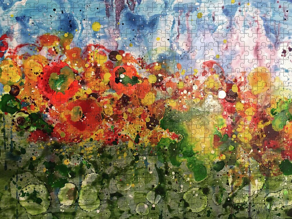 Flowers Jigsaw Puzzle featuring the painting Efflorescence by Lynellen Nielsen