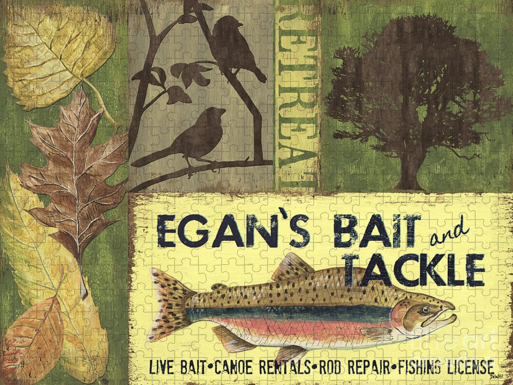 Lodge Jigsaw Puzzle featuring the painting Egan's Bait and Tackle Lodge by Debbie DeWitt