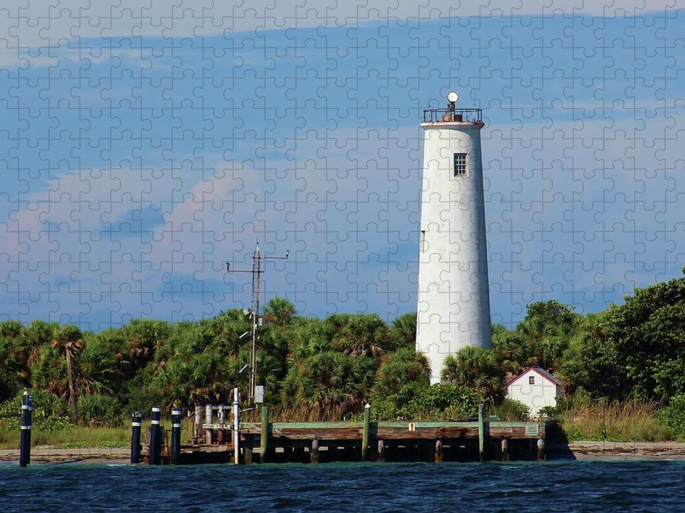 Photo For Sale Jigsaw Puzzle featuring the photograph Egmont Key Lighthouse From the Bay by Robert Wilder Jr