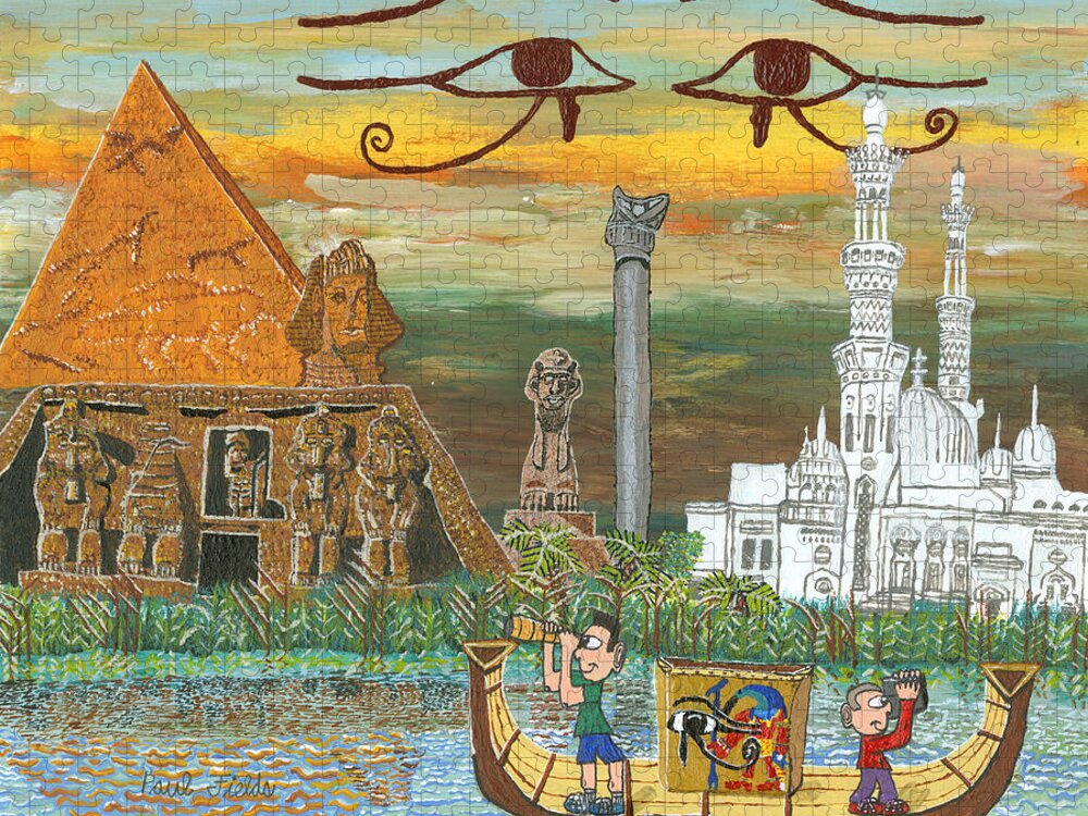 Pyramids Jigsaw Puzzle featuring the painting Egypt  jan by Paul Fields