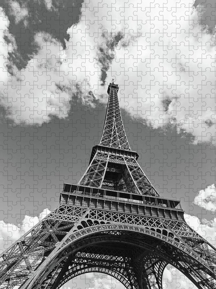 Eiffel Tower Jigsaw Puzzle featuring the photograph Eiffel Tower - Black and White by Melanie Alexandra Price