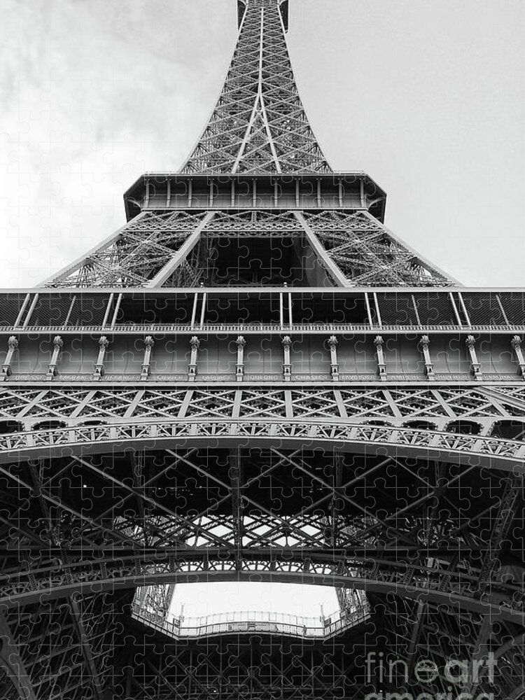 Paris Photograph Jigsaw Puzzle featuring the photograph Eiffel Tower in black and white by Ivy Ho