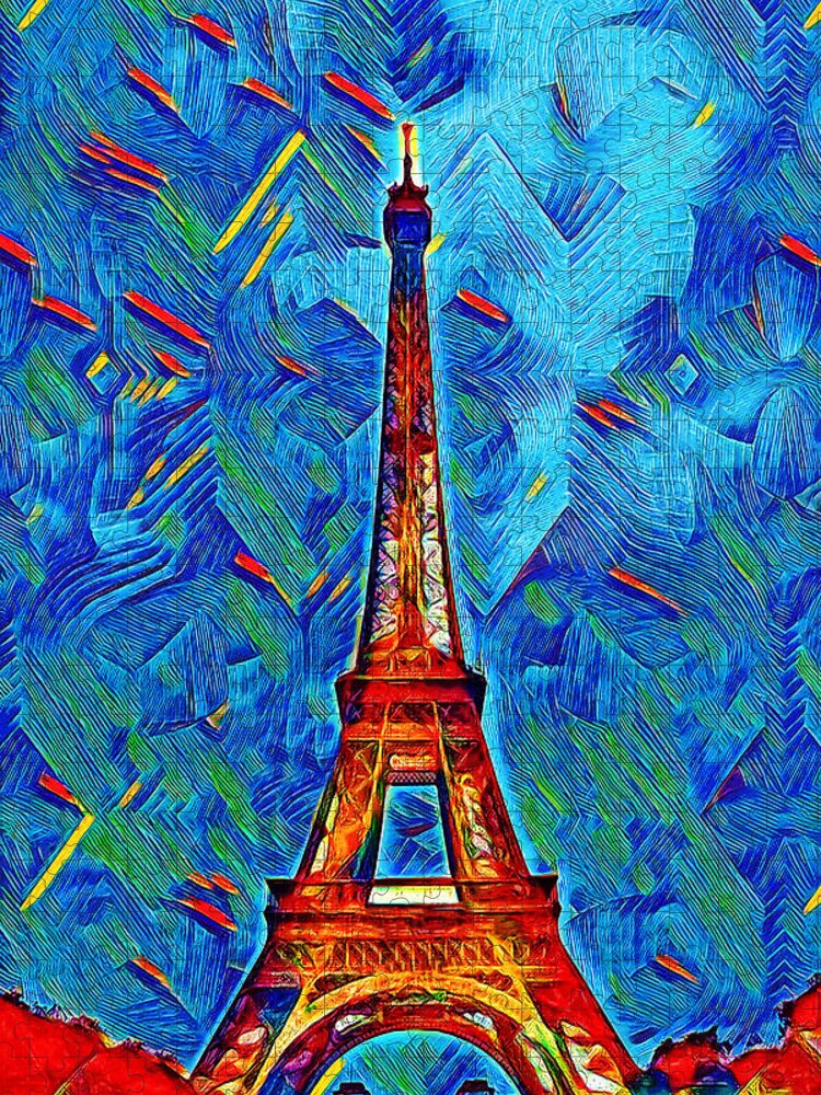 Icon Jigsaw Puzzle featuring the digital art Eiffel Tower by Pennie McCracken