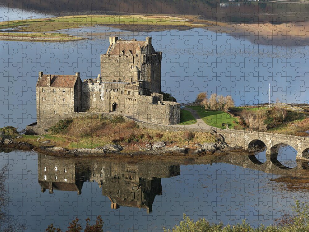 Eilean Donan Castle Jigsaw Puzzle featuring the photograph Eilean Donan Castle Reflections by Maria Gaellman