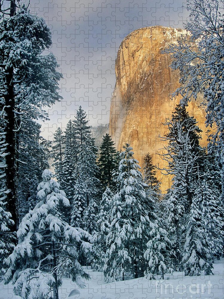 North America Jigsaw Puzzle featuring the photograph El Capitan on a Winter Morning Yosemite National Park California by Dave Welling
