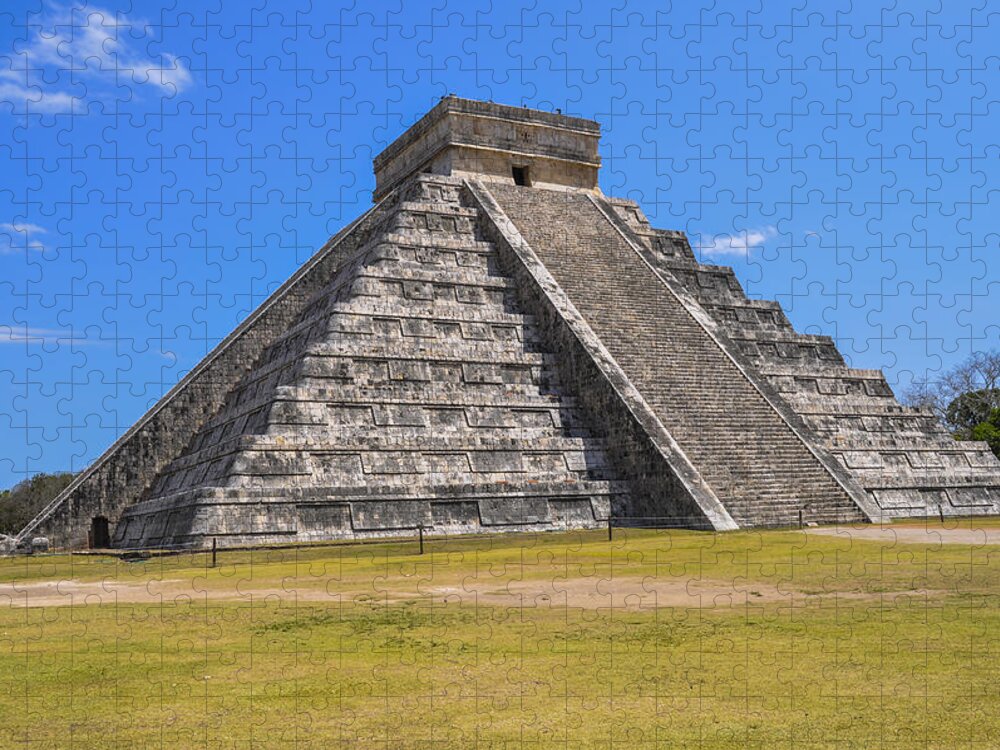 Sky Jigsaw Puzzle featuring the photograph El Castillo at Chichen Itza by Pelo Blanco Photo